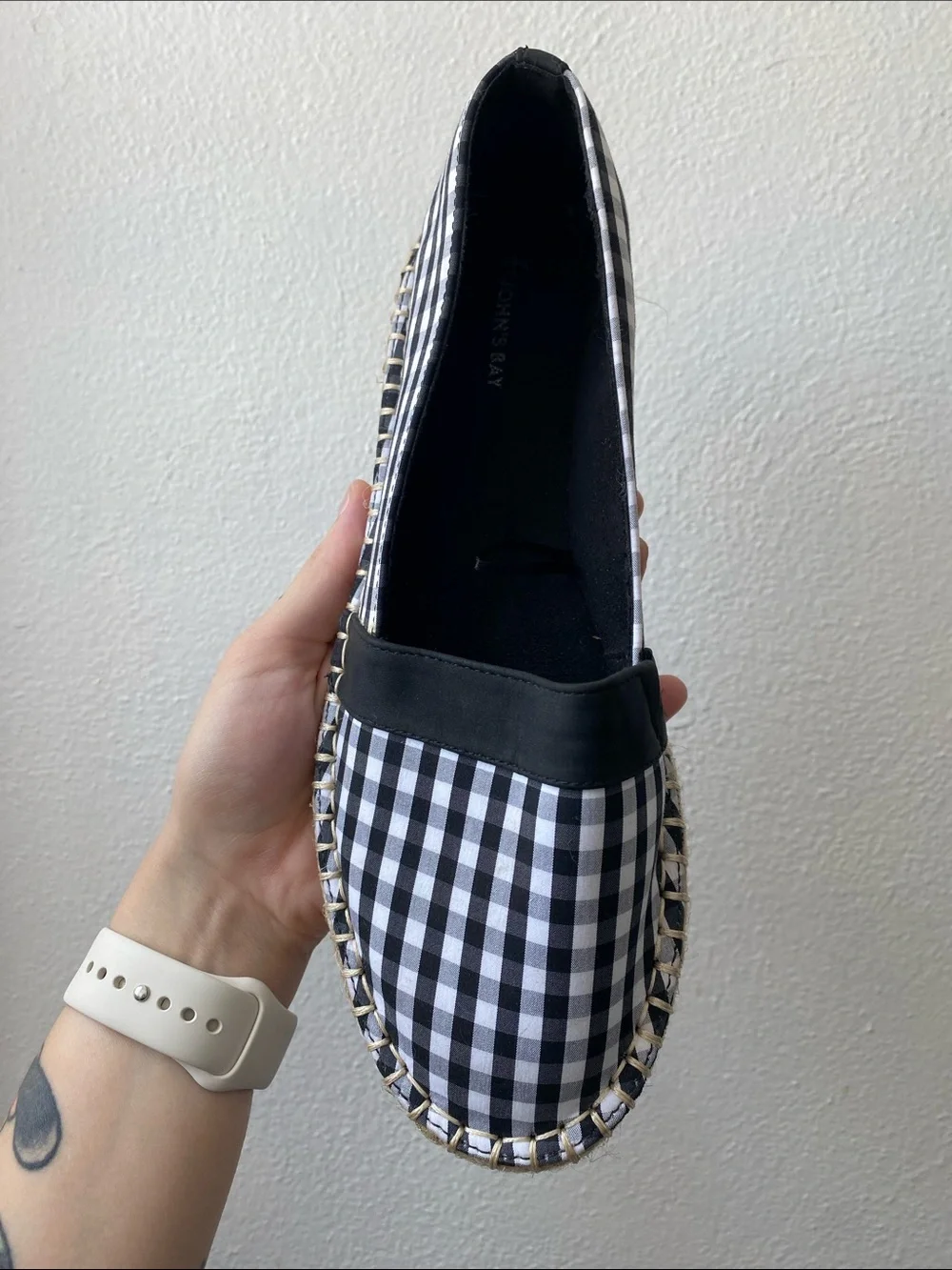 St. John's Bay Black and White Gingham Espadrille Flats